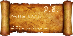 Pfeiler Béla névjegykártya
